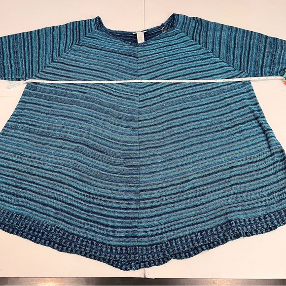 Catherines Teal Blue Striped V Neck Lightweight  Sweater Size 4X - Picture 5 of 9